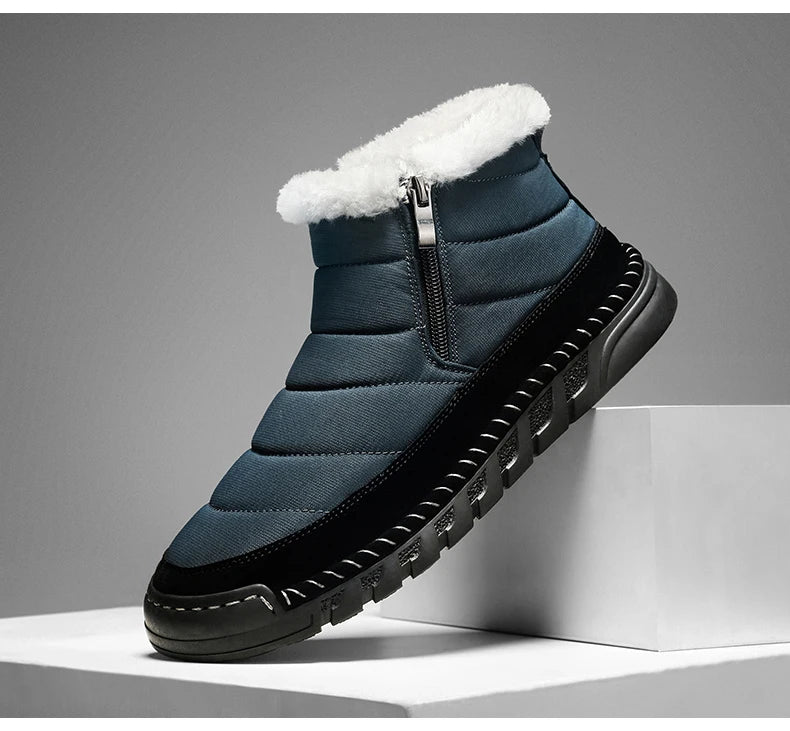 New Fashion Men's Boots Winter Plush Men Snow Boots Warm Fur Ankle Boots Outdoor Non-slip Sneakers Winter Casual  Boots Size 46