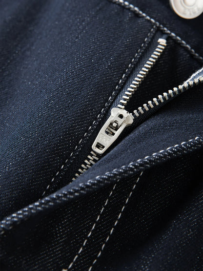Elastic Waist Straight Slim Flared Jeans for Women 2025 Autumn New Arrival Y2K Chic Style Cotton Soft Jeans 25FS13143