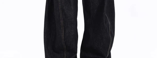 American Retro Deconstructed Bla Knife  Jeans Women's Loose Silhouette Wide Leg Floor Length Trousers Casual High Waist...