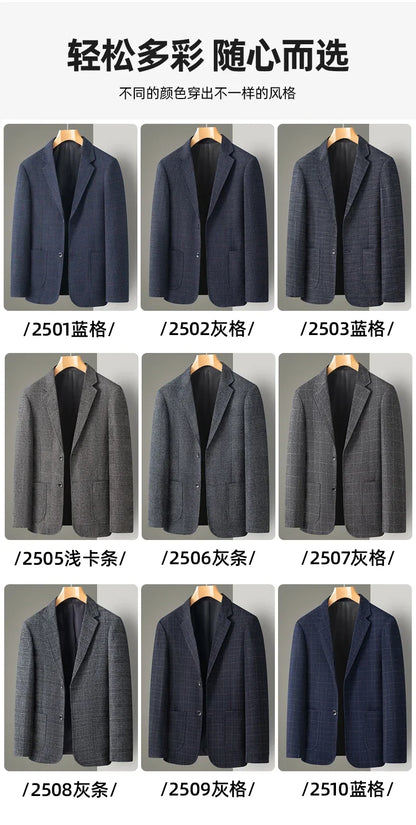 Men's Casual Loose Fit Blazer 13 Colors All-Season Plaid Suit Jacket for Men