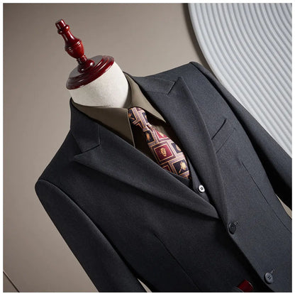 High-End Wool Suit Set for Men, Fashionable and Stylish Business Casual Three-Piece Suit, Tencel Suit, Groom's Wedding Dress