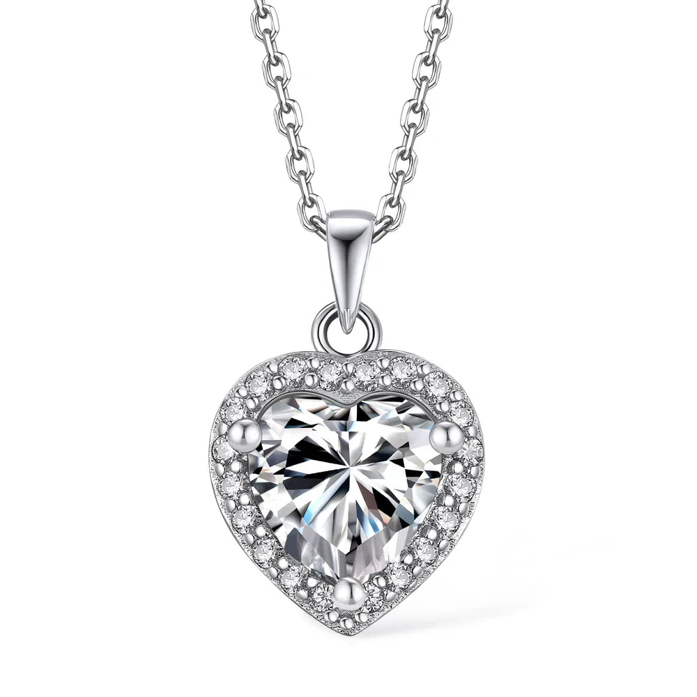 1CT Heart Cut Moissanite Necklace for Women Dainty 18k Gold Plated 925 Sterling Silver Neck Chain Pendant with GRA Certificate