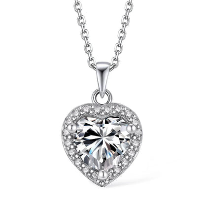 1CT Heart Cut Moissanite Necklace for Women Dainty 18k Gold Plated 925 Sterling Silver Neck Chain Pendant with GRA Certificate