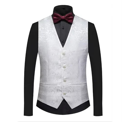 26 Colors Men's Suit Vest Single-breasted V-neck Vests Jacket Men Wedding Party Waistcoat Red Blue Green White Pink