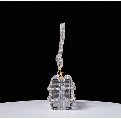 New Diamond Clear Acrylic Box Evening Clutch Bags Women Boutique Woven Knotted Rope Rhinestone Purses And Handbags Wedding Party