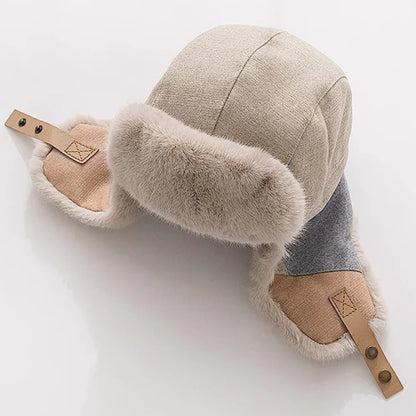 Russian Hat Men Women Winter Fur Hats Male Female Patchwork Russian Hat Thick Warm Ski Earflap Cap Windproof Bomber Hats