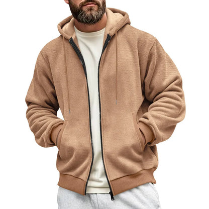New Men's Sweater Coat Fall Winter New Composite Velvet Zipper Cardigan Casual Hooded Sweatshirt Sweater Fashion Men's Clothing