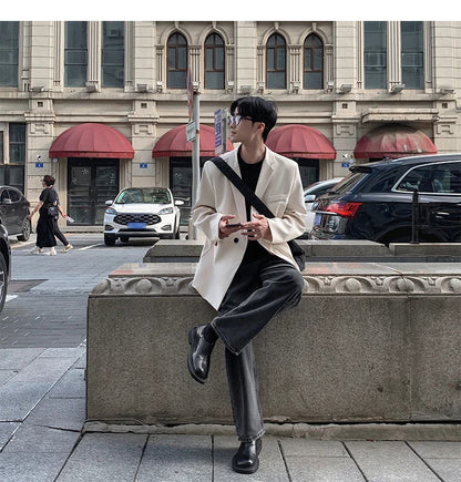 Spring Summer Men Formal Blazers Men Korean Fashion Loose Casual Dress Jacket Men Harajuku Social Suit Jacket Clothing