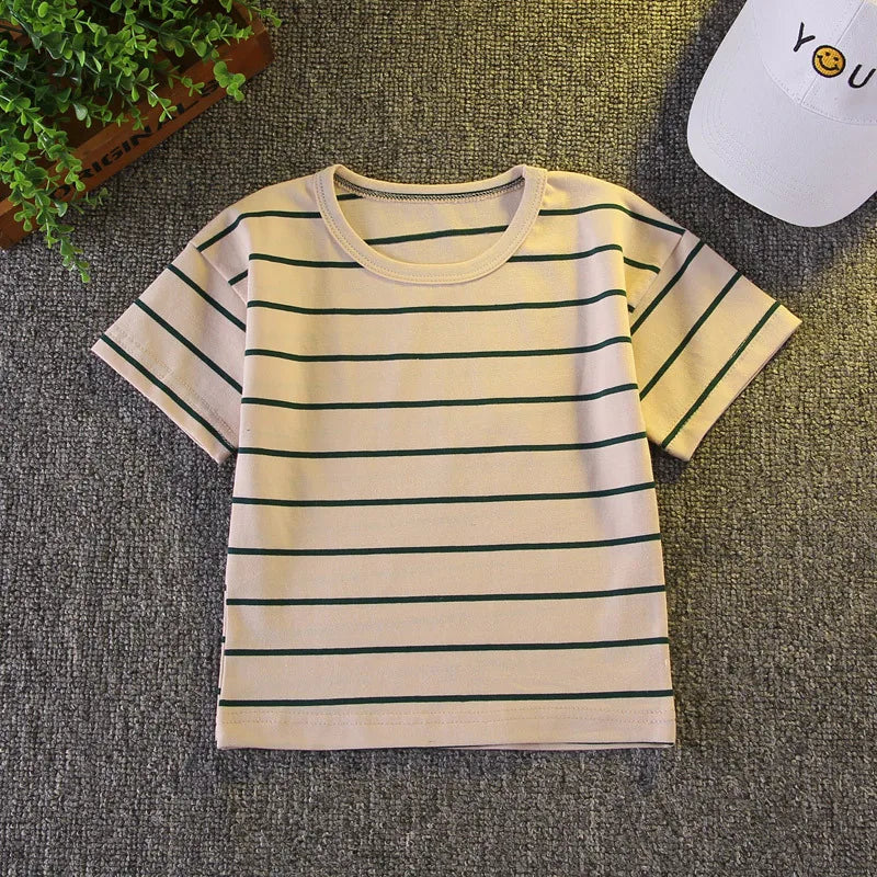 Korean Version Baby Boys Clothing Sets Cotton Kids Girls Clothes Suits Summer Children's Stripe T-Shirt + Shorts Set