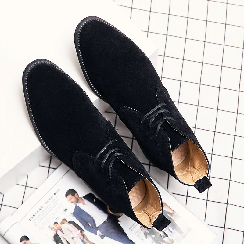 Leather Men Ankle Chelsea Boots Men Work Shoes Pointed Toe Leisure Boots for Male Casual Motorcycle Boots Botas Plus Size 38-48