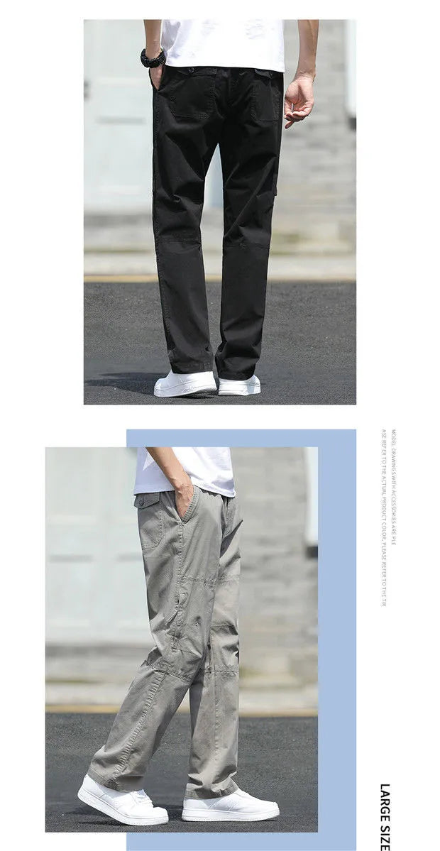 Men's Pants New Cargo Pants Outdoor Casual Pants Cotton Comfortable Thin Style Sweatpants Multi-Pocket Work Pants