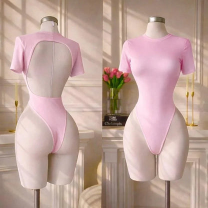 Women's Basic Solid Color High-Quality Backless Bodysuit