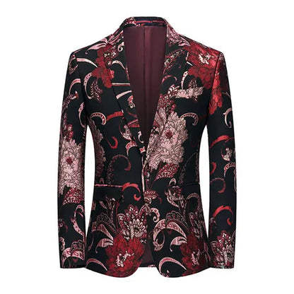 2026 New Men's Pink Embroidered Suit Jacket, Wedding Party Dress Coat, Fashionable Slim Male Blazers, Asian Size M-5XL 6XL