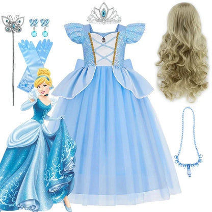 Deluxe Elegant Cinderella Princess Ball Gown Fancy Birthday Cinderella Party Dress Vestidos Costume Play Carnival Apparel