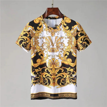 Men's And Women's Summer Casual T-shirts 3D Printed Shirts Retro Luxury Royal Flowers Street Fashion Oversized Clothing Tops