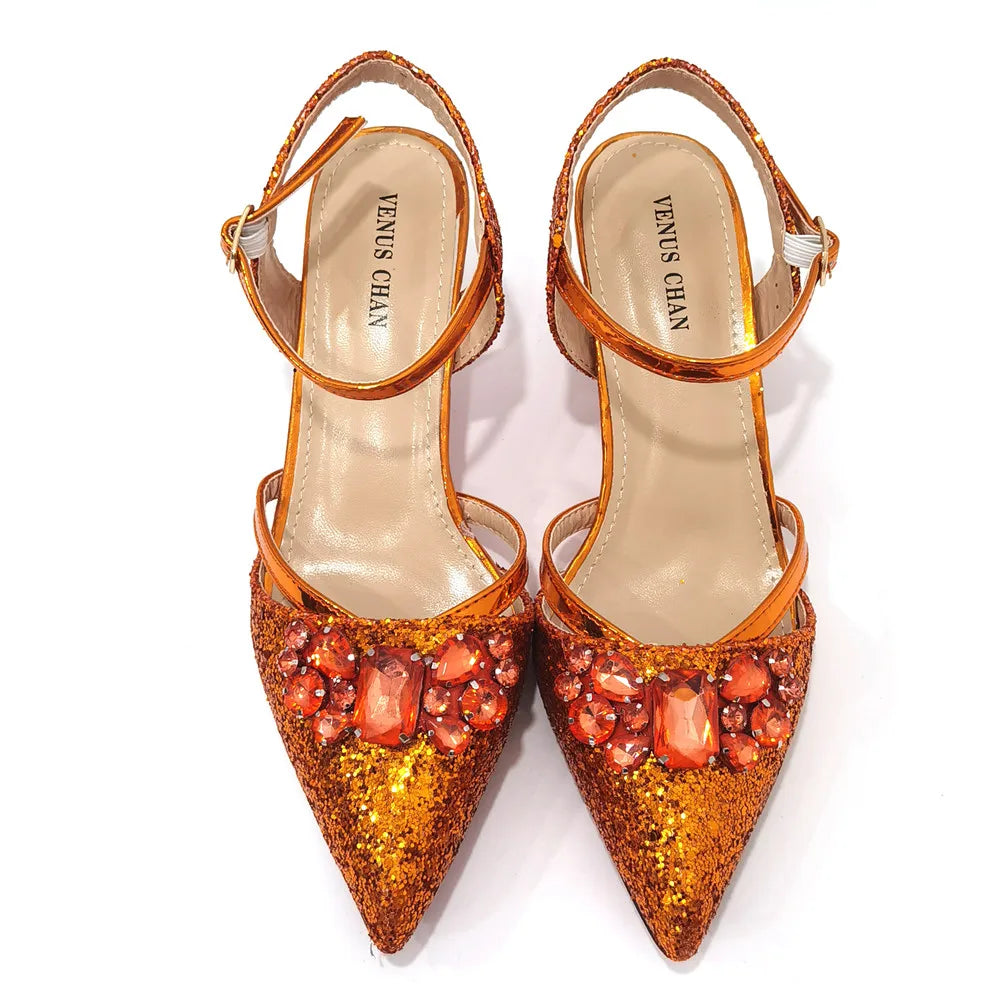2022 Nigerian Fashionable Silver Color Peep Toe Shoes Matching Bag Set For Royal Ladies Wedding Party Sandal