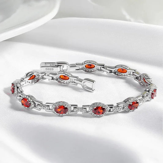 Bracelets Oval Zircon/Moissanite Entièrement Pavés pour Femme, Bijoux de Luxe de Mariée Scintillants, Joncs en Argent Sterling S925