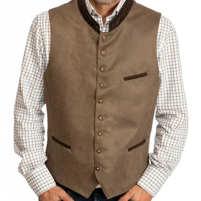 Men Vest Green Suede Velvet With Collar Single Breasted Waistcoat For Wedding Banquet Party Business Work Casual Daily Men Vest