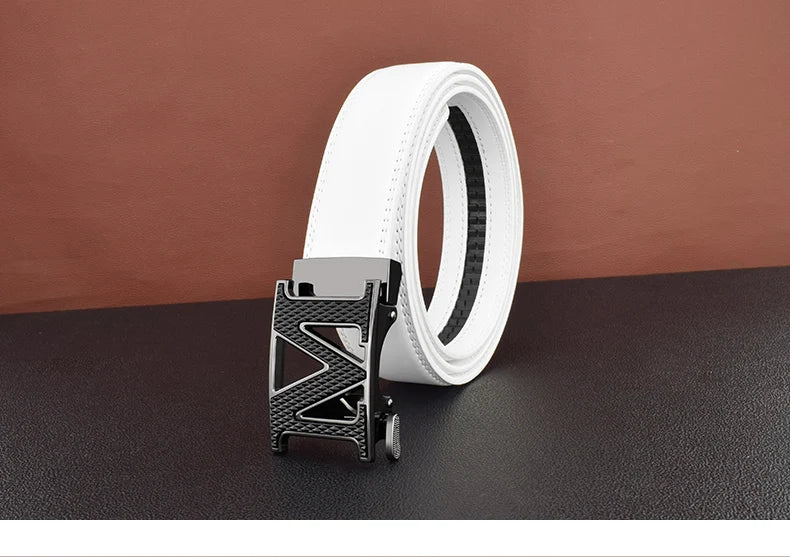 M letter Men Designer Belts High Quality White Luxury Brand Belt Automatic Buckl Cowskin Casual Waist Strap Ceinture Homme