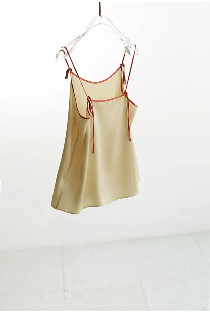 2026 Summer Women's 100% Mulberry Silk Satin Camisole with Adjustable Straps Loose Top
