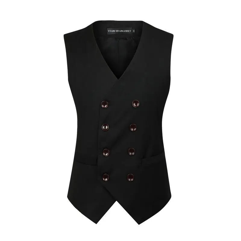 2026 Men's Slim Waistcoat Vest Spring Autumn Solid Double Breasted Oversized Suit Vest Men Formal Blazer Vest Wedding Party Tops