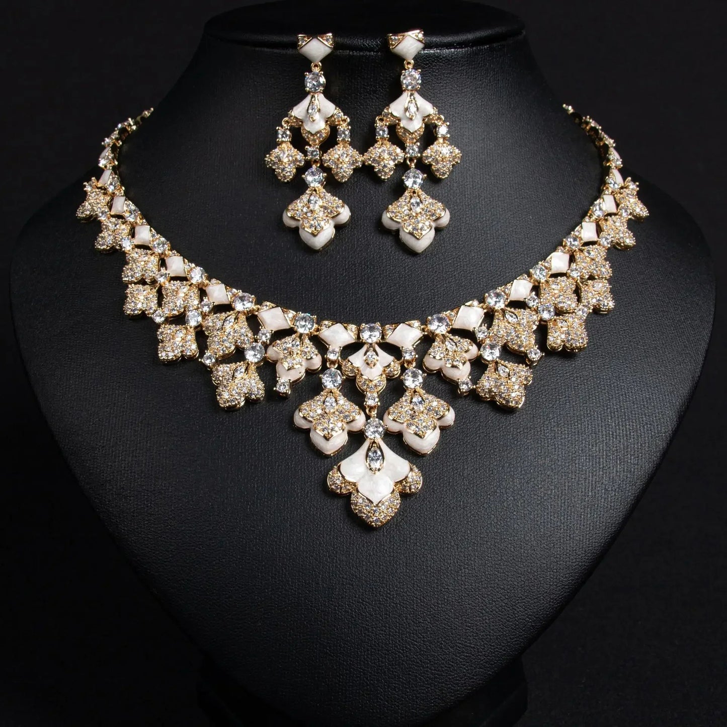 Pop Hot Stereo Jewelry Oil Painting Necklace Earrings Premium Multi-Color 2-Piece Wedding Travel Women's Holiday Gift M-1000