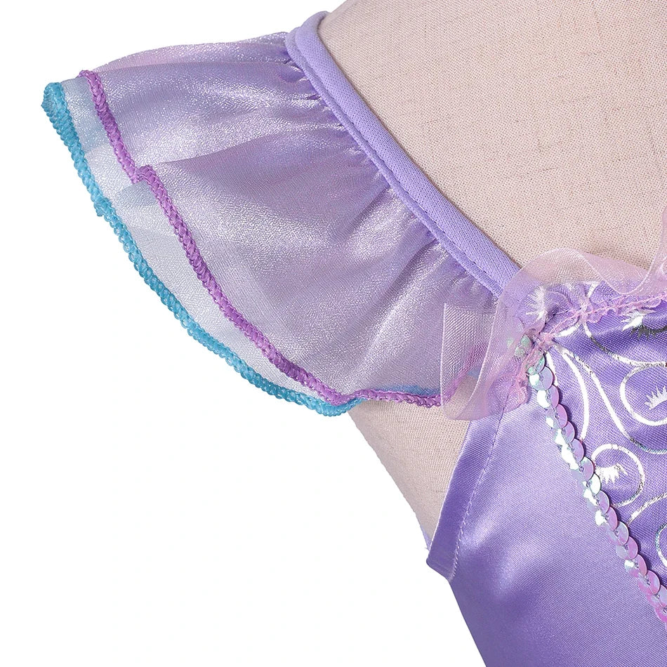 Popular Movie Children Fish Princess Dress With Purple Sequins Decoration And Fish Scales Skirt Holiday Role-Playing Dress
