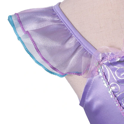 Popular Movie Children Fish Princess Dress With Purple Sequins Decoration And Fish Scales Skirt Holiday Role-Playing Dress