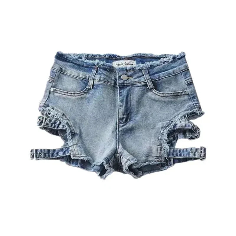 Y2K Denim Shorts Women Sexy Hollow Out Short Jeans Streetwear Korean Fashion High Waist Slim All Match Short Hot Pants New