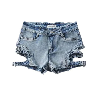 Y2K Denim Shorts Women Sexy Hollow Out Short Jeans Streetwear Korean Fashion High Waist Slim All Match Short Hot Pants New