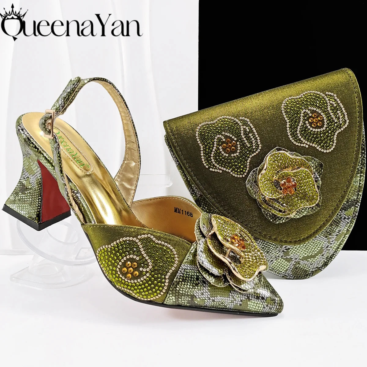 2025 Elegant Lilac Color Women's Heels Handbag Set Rhinestone Embellished Designer Shoes for Weddings Special Events