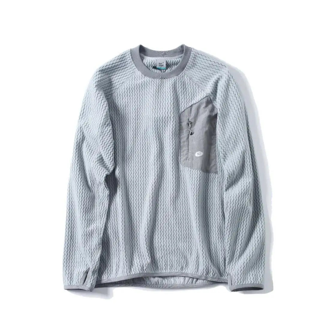 Mountain-Ready Crewneck: Engineered with Ribbed Neck, Reflective Logo, & Secure Chest Pocket for Outdoor Style Unisex