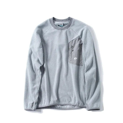 Mountain-Ready Crewneck: Engineered with Ribbed Neck, Reflective Logo, & Secure Chest Pocket for Outdoor Style Unisex