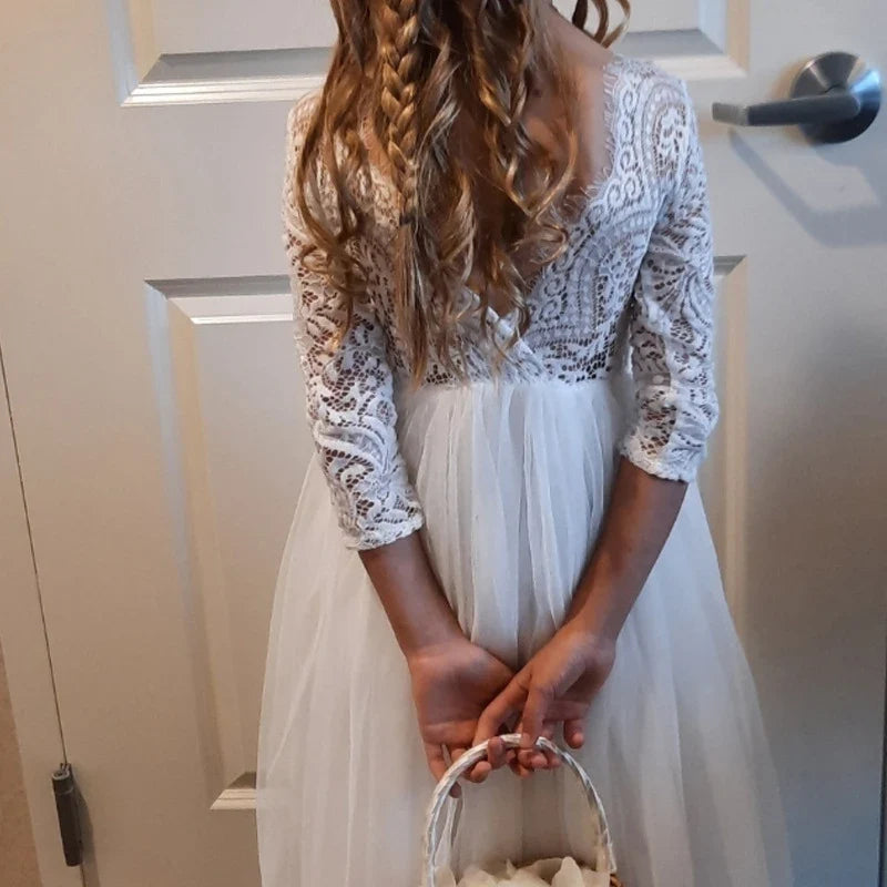Princess Party Lace Flower Girl Dress Baby Kids Summer Wedding Birthday Dresses Children Clothing 2 4  6 8 10 12 14