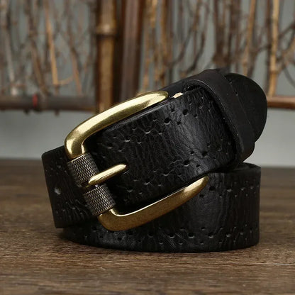 2024 Fashion Men's Belt  Genuine Leather Pure Cowhide Pin Buckle Vintage Belt for Trap Male Jeans for Man Luxury Designer