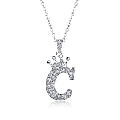 925 Silver Initial Necklace Sparkling Full Moissanite Diamond Pendant Charm Necklaces for Women Letter Name Choker Jewelry Gift
