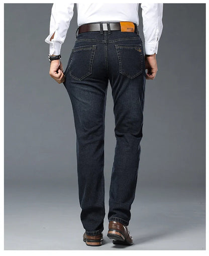 Plus Size 28-46 Spring Autumn Classic Business Trousers Male Brand Men's Fashion Casual Jeans Straight Elasticity Denim Pants