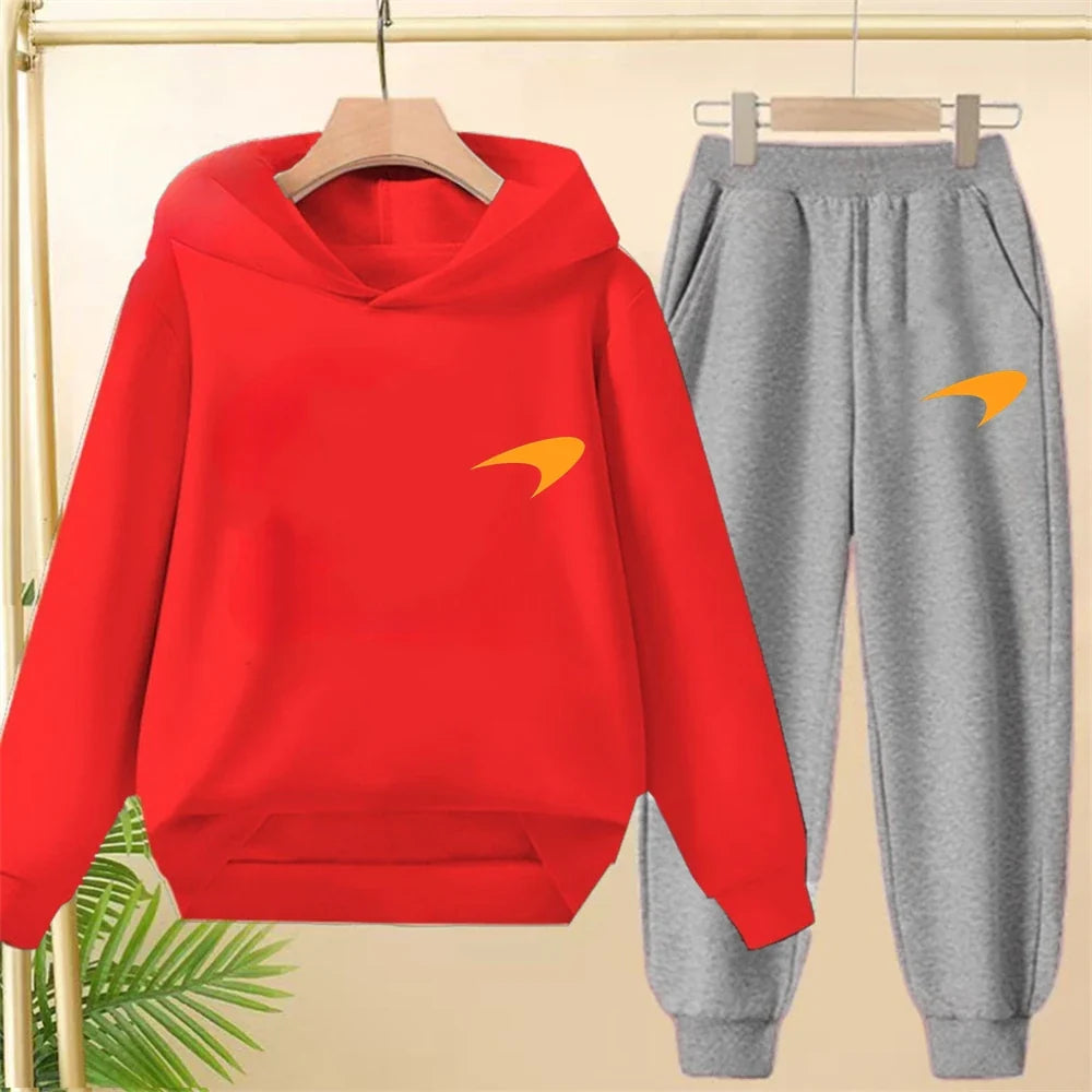 Children Hoodie print 3-12 Years Old Long-sleeved Boys Girls Toddler Coat Top+Pants Stylish Casual black Sweatshirt Set