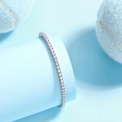 S925 Sterling Silver Moissanite Tennis Bracelet for Women Simple Row Design Elegant Sparkling Jewelry for Daily Wear