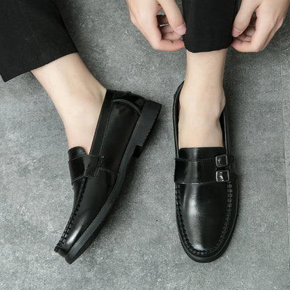 Business men's loafers Comfortable flat bottomed Elegant gentleman style Daily work Outdoor leisure street 38-46 leather shoes
