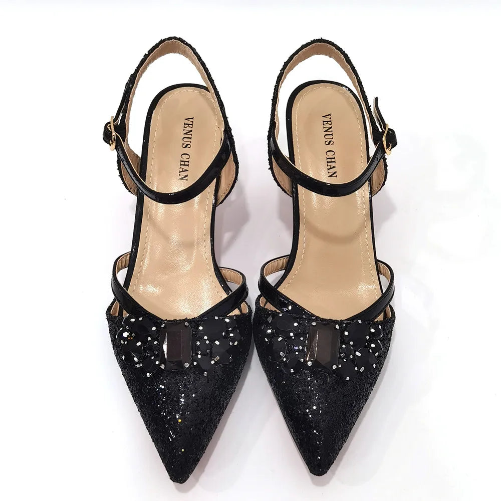 2022 Nigerian Fashionable Silver Color Peep Toe Shoes Matching Bag Set For Royal Ladies Wedding Party Sandal