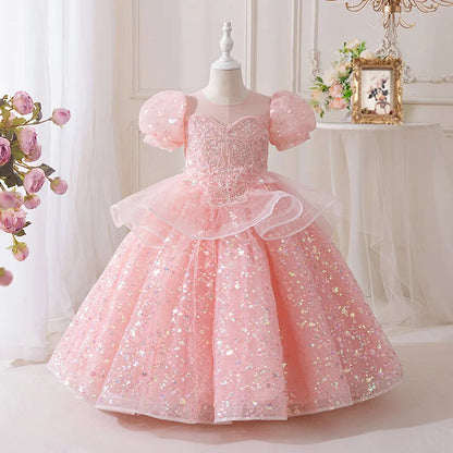 Girls' Summer New High-End Host Birthday Performance Light Luxury Piano Performance Princess Dress