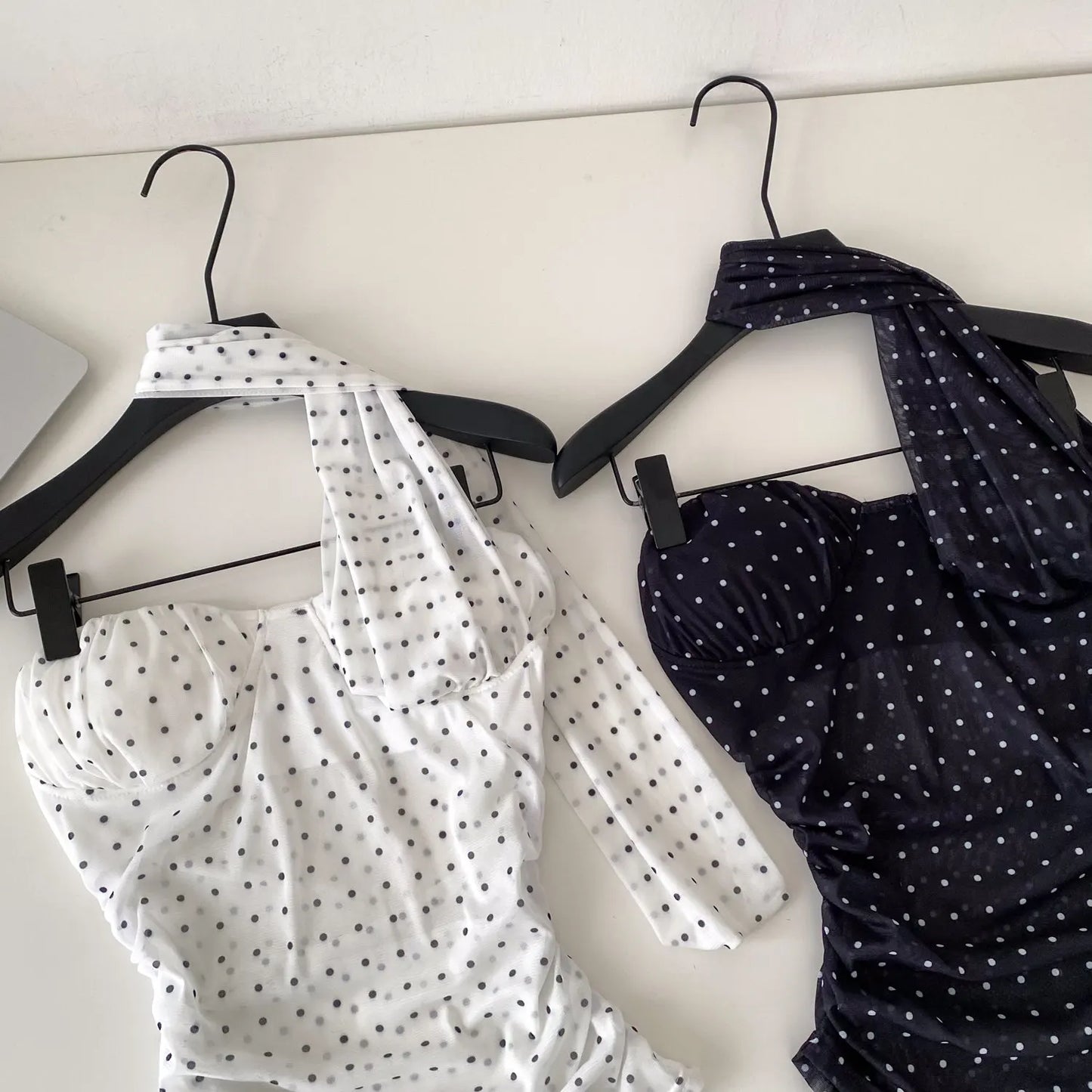 Polka Dot Holiday Top Women Strapless Backless Ribbons Sheer Spicy Girl Camisole 2026 Summer Mesh Hotsweet Sexy Camis