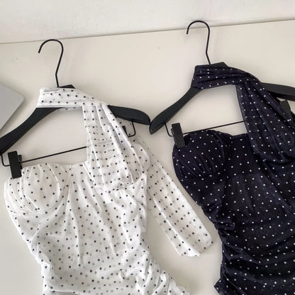 Polka Dot Holiday Top Women Strapless Backless Ribbons Sheer Spicy Girl Camisole 2026 Summer Mesh Hotsweet Sexy Camis