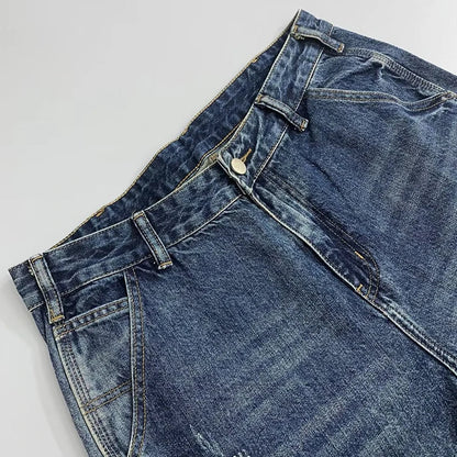 Autumn Men's Jeans With Multiple Pockets Workwear Pants Leg Pants Retro Straight Leg Pants Casual Pants