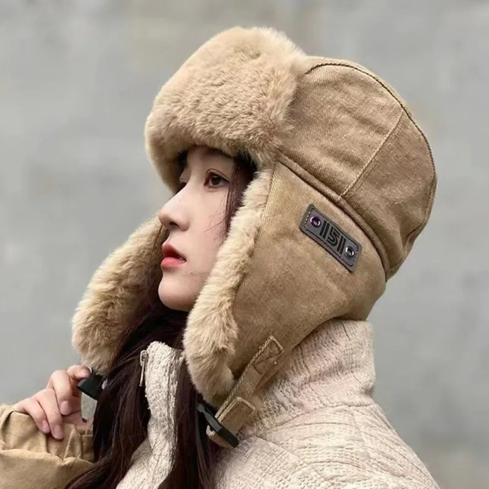 Fashion Thick Bomber Hat Faux Fur Waterproof Ear Protectors Hats Keep Warm with Ear Flaps Winter Hat Male