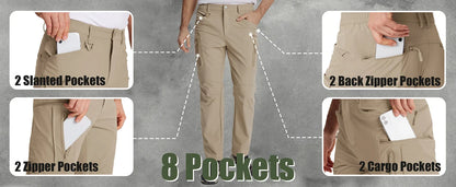 Summer Lightweight Trousers Mens Fishing Pants Outdoor Hiking Nylon Quick Dry Pockets Cargo Pants Casual Work Trousers