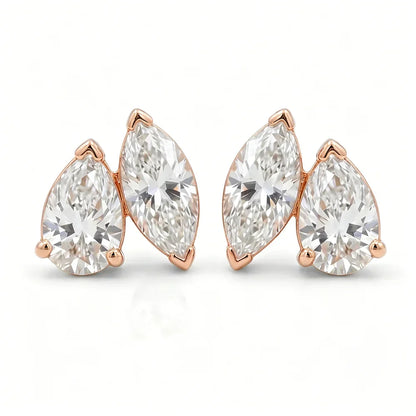 4cttw Marquise&Pear Cut Moissanite Stud Earrings with Certificate 2Diamond Ear Studs for Women Wedding S925 Silver Fine Jewelry