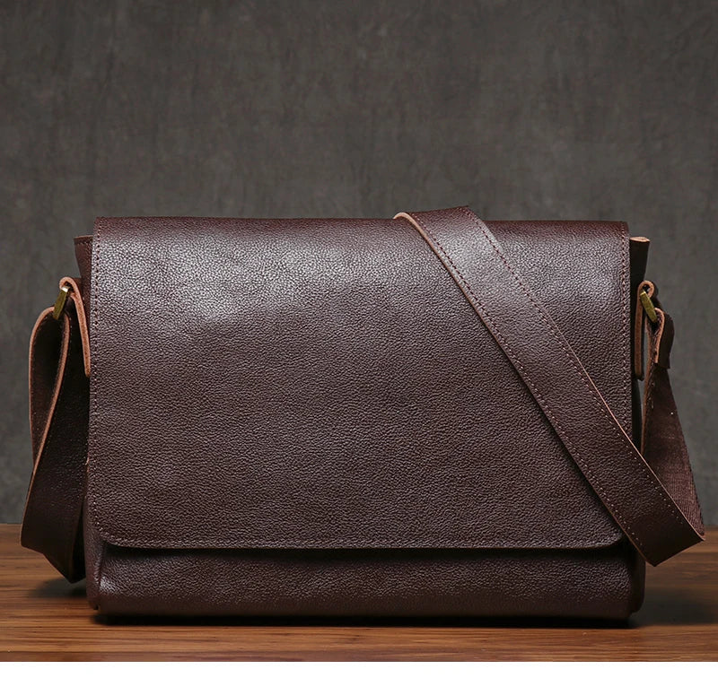 Men's High Quality Genuine Leather Shoulder Bag Vintage Flap Crazy Horse Cowhide Messenger Bag Daily Casual Crossbody Bags