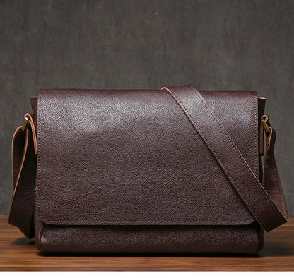 Men's High Quality Genuine Leather Shoulder Bag Vintage Flap Crazy Horse Cowhide Messenger Bag Daily Casual Crossbody Bags